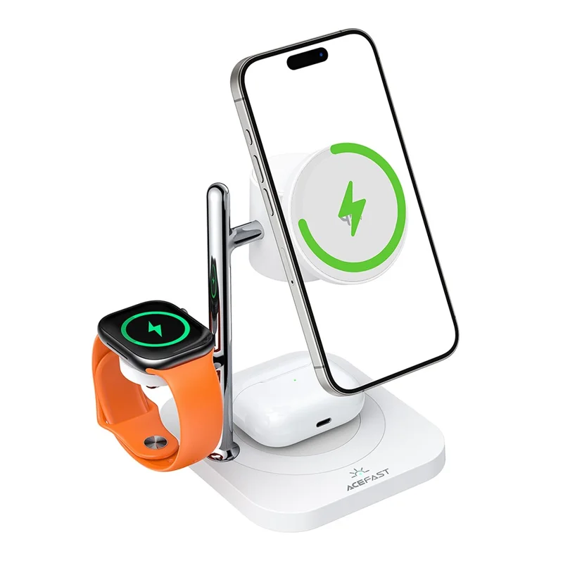ACEFAST E39 4 in 1 Desktop Wireless Charger with Night Light Phone Watch Earphone Charging Station - White