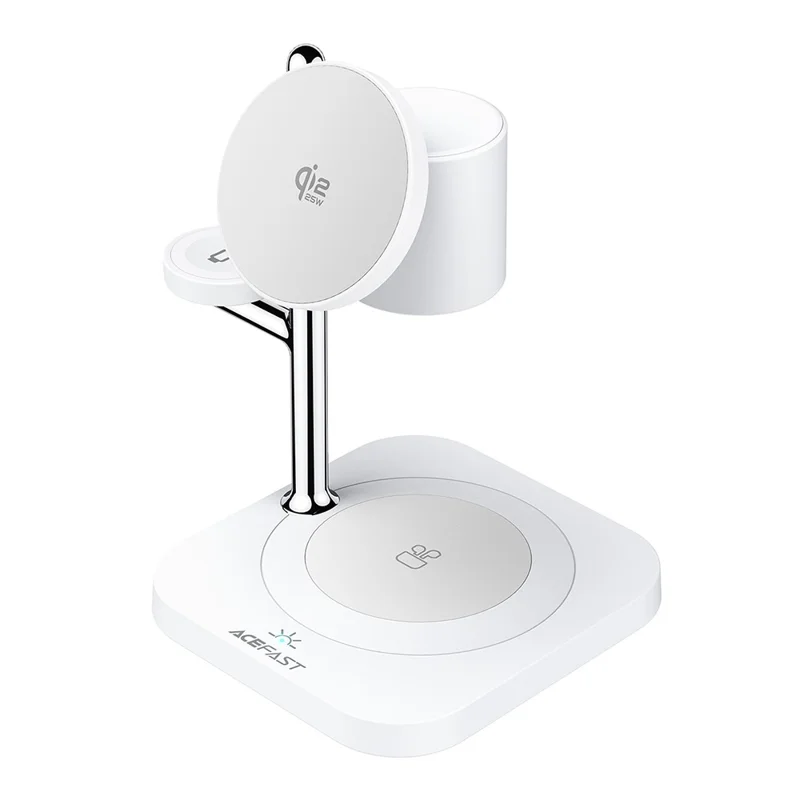 ACEFAST E39 4 in 1 Desktop Wireless Charger with Night Light Phone Watch Earphone Charging Station - White