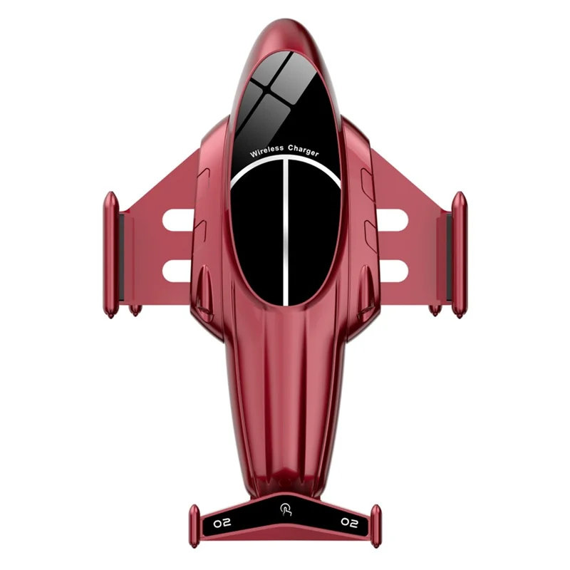 FJ11 Airplane Shape Intelligent Induction Car Air Vent Mount Phone Holder 15W Wireless Charger - Red