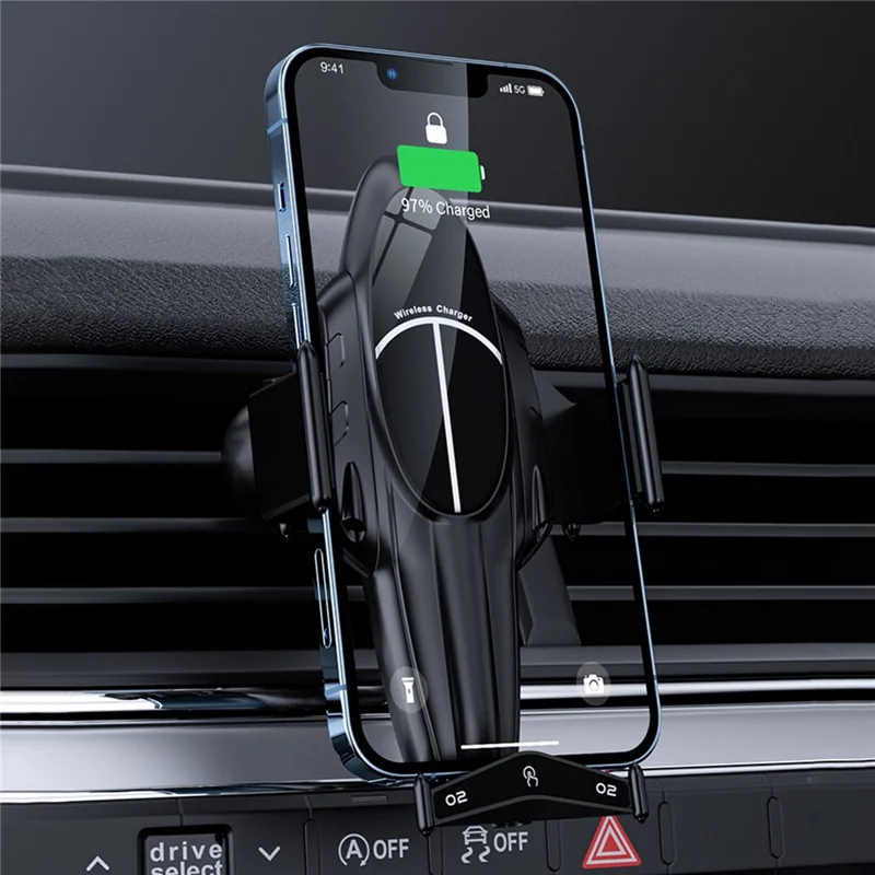FJ11 Airplane Shape Intelligent Induction Car Air Vent Mount Phone Holder 15W Wireless Charger - Red