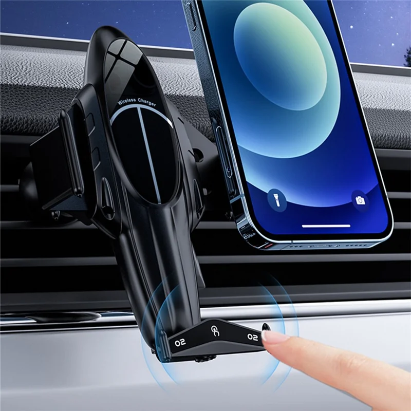 FJ11 Airplane Shape Intelligent Induction Car Air Vent Mount Phone Holder 15W Wireless Charger - Red