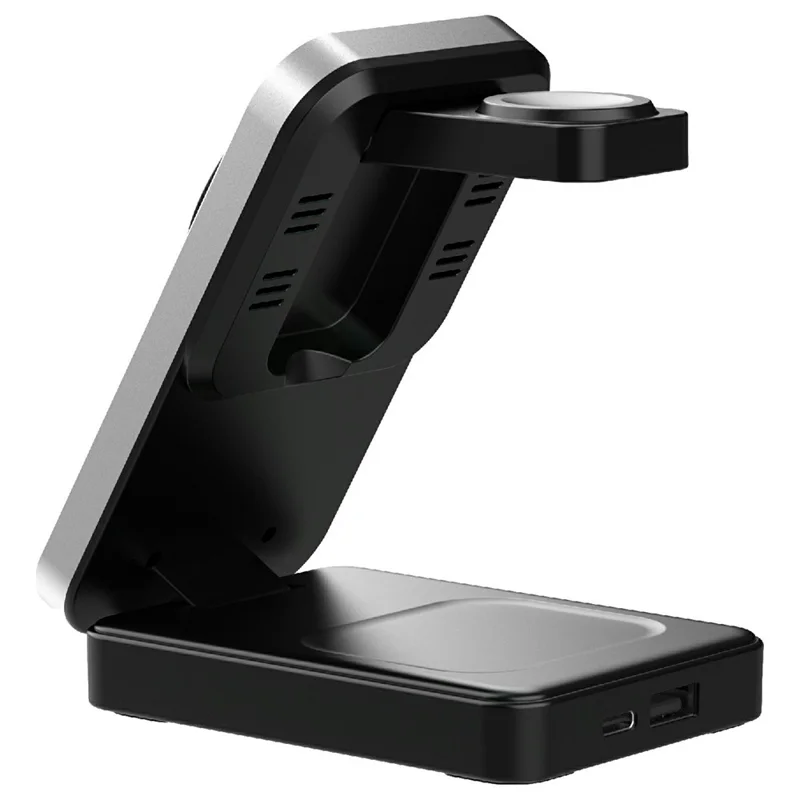 Bulk Purchasing 3 in 1 15W Magnetic Wireless Charger for iPhone  /  Apple Watch  /  AirPods Foldable Desktop Stand - Black