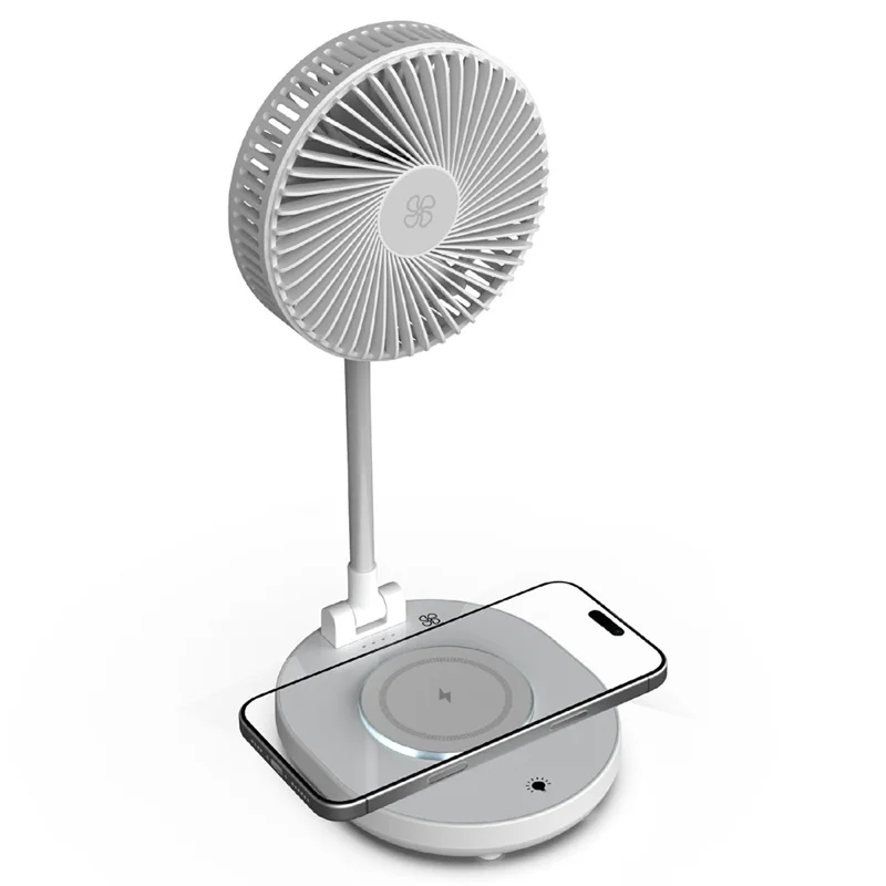 Bulk Purchasing Multi-function Charging Station for iPhone  / Apple Watch / AirPods 15W Wireless Charger with Fan and Night Light - White