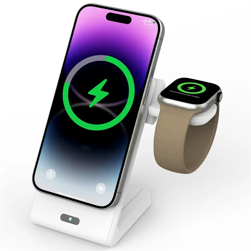 Bulk Purchasing 3 in 1 Desktop Charging Station 15W Magnetic Wireless Charger Stand for iPhone / Apple Watch / AirPods - White
