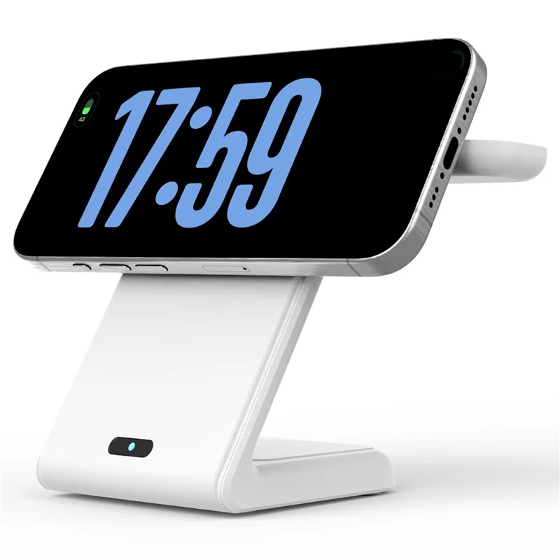 Bulk Purchasing 3 in 1 Desktop Charging Station 15W Magnetic Wireless Charger Stand for iPhone / Apple Watch / AirPods - White