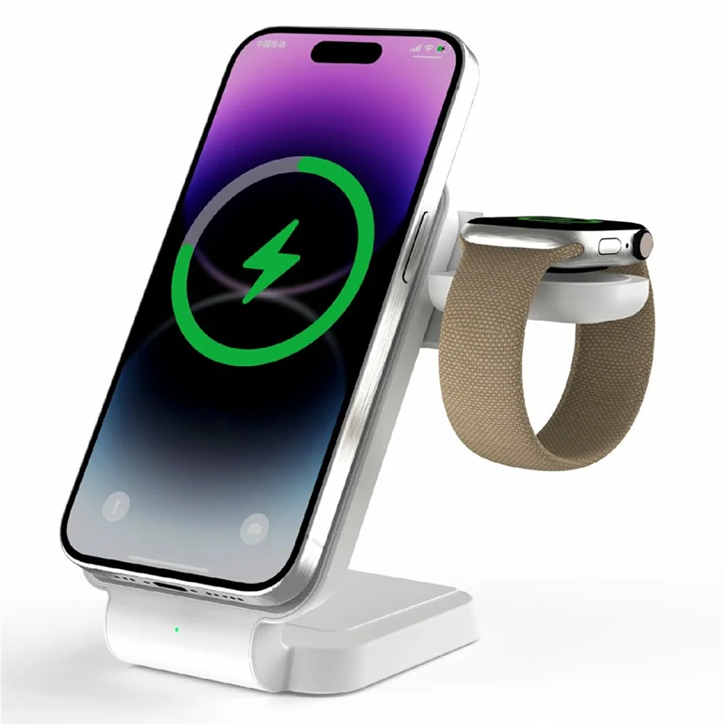 Bulk Purchasing 3 in 1 15W Magnetic Wireless Charger Charging Station for iPhone  /  Apple Watch  /  AirPods Desktop Stand - White