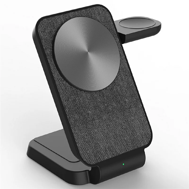 Bulk Purchasing 3 in 1 15W Magnetic Wireless Charger Charging Station for iPhone  /  Apple Watch  /  AirPods Desktop Stand - Black