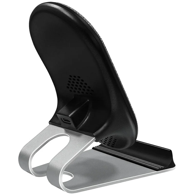 Bulk Purchasing Oval Charging Station 15W Wireless Charger with Metal Stand Desktop Phone Holder - Silver