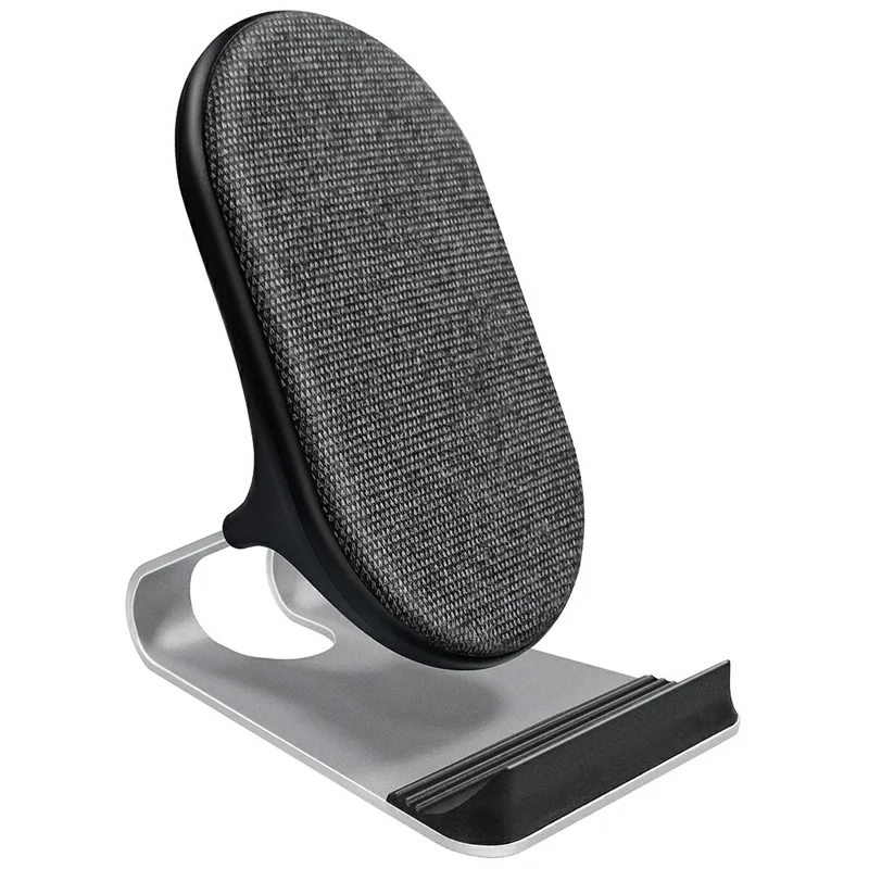 Bulk Purchasing Oval Charging Station 15W Wireless Charger with Metal Stand Desktop Phone Holder - Silver