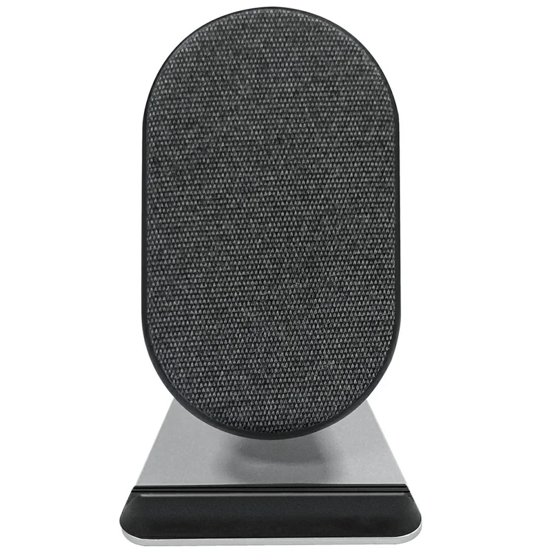 Bulk Purchasing Oval Charging Station 15W Wireless Charger with Metal Stand Desktop Phone Holder - Silver