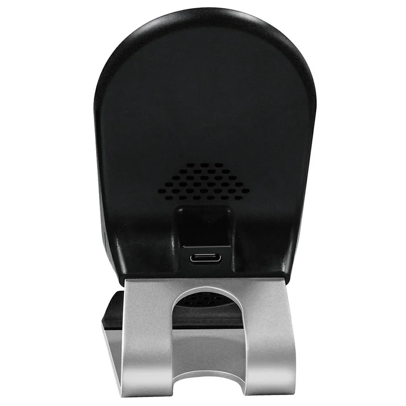 Bulk Purchasing Oval Charging Station 15W Wireless Charger with Metal Stand Desktop Phone Holder - Silver