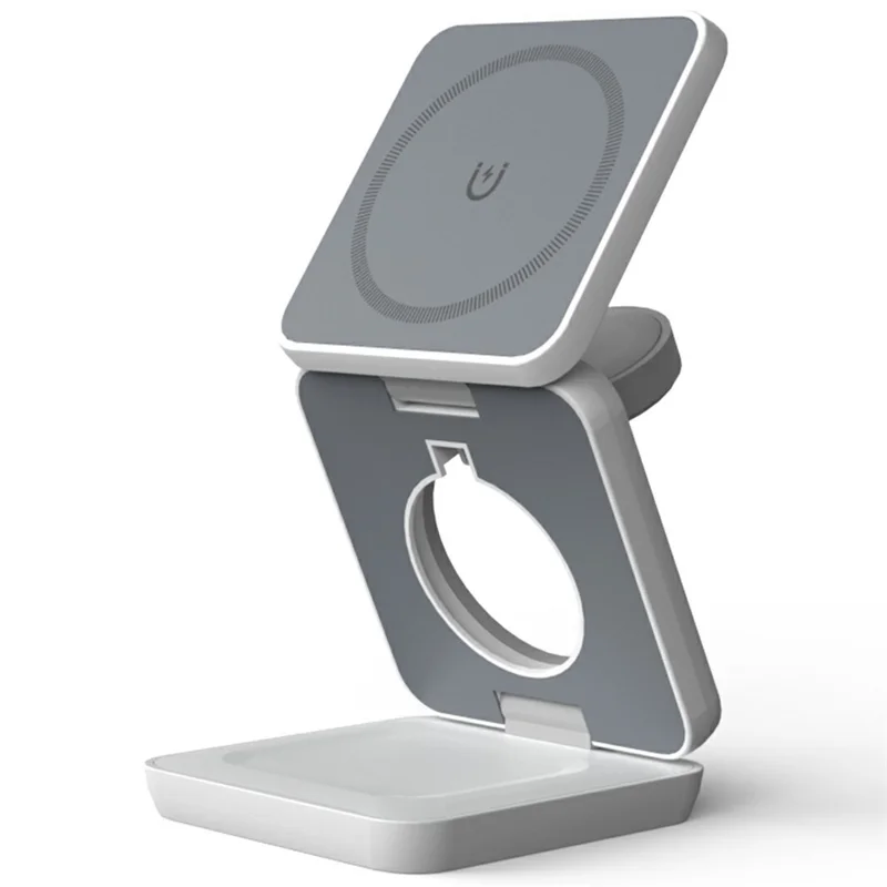 Bulk Purchasing 3 in 1 Charging Stand for iPhone  /  Apple Watch  /  AirPods Foldable 15W Magnetic Wireless Charger - White