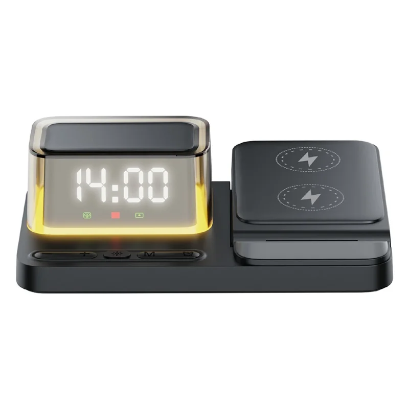 15W 5 in 1 Foldable Wireless Charger with Timer for iPhone  /  Apple Watch  /  AirPods Desktop Charging Station - Black