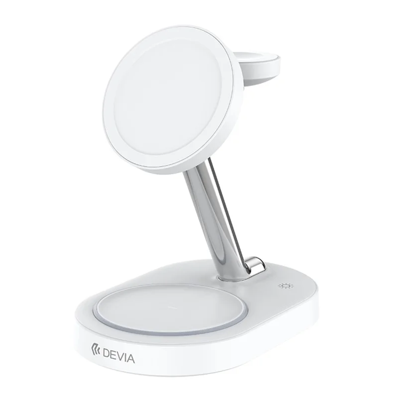 DEVIA Y302 Extreme Speed Series 3 in 1 15W Magnetic Wireless Charger Phone Watch Earbuds Charging Stand - White
