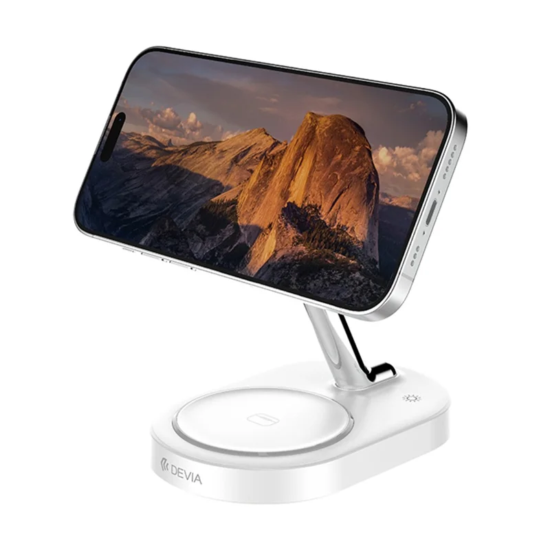 DEVIA Y302 Extreme Speed Series 3 in 1 15W Magnetic Wireless Charger Phone Watch Earbuds Charging Stand - White