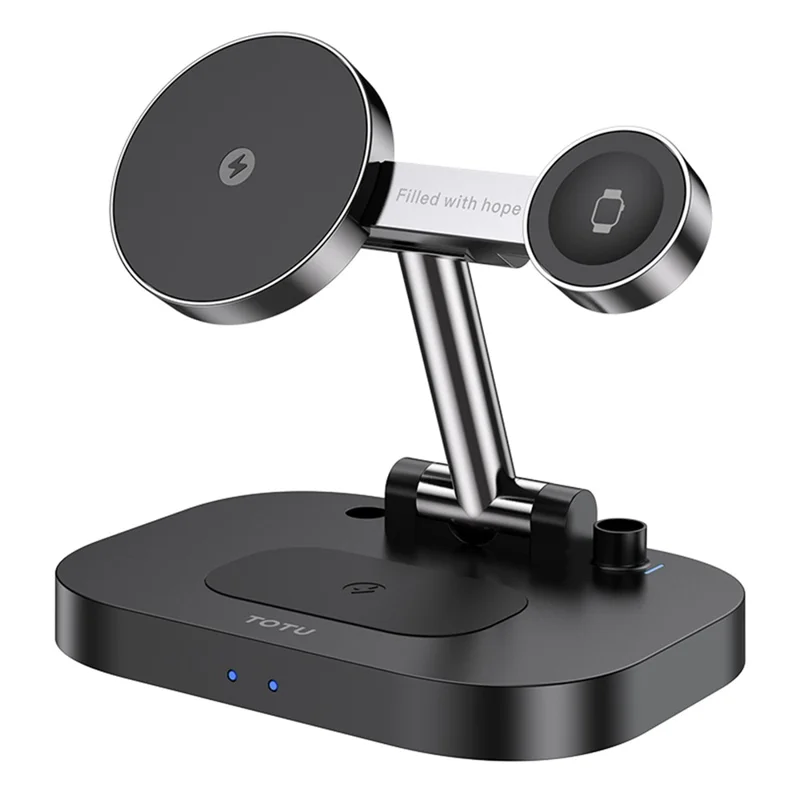 TOTU CW-2-W 4 in 1 Magnetic Wireless Charger Foldable 15W Wireless Charging Station - Black