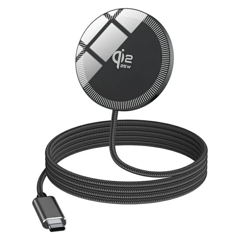 Q12 Tragbare 25-Watt-Schnelladestation, kompatibel mit MagSafe, Typ-C, Qi2, magnetisches kabelloses Ladegerät – Schwarz