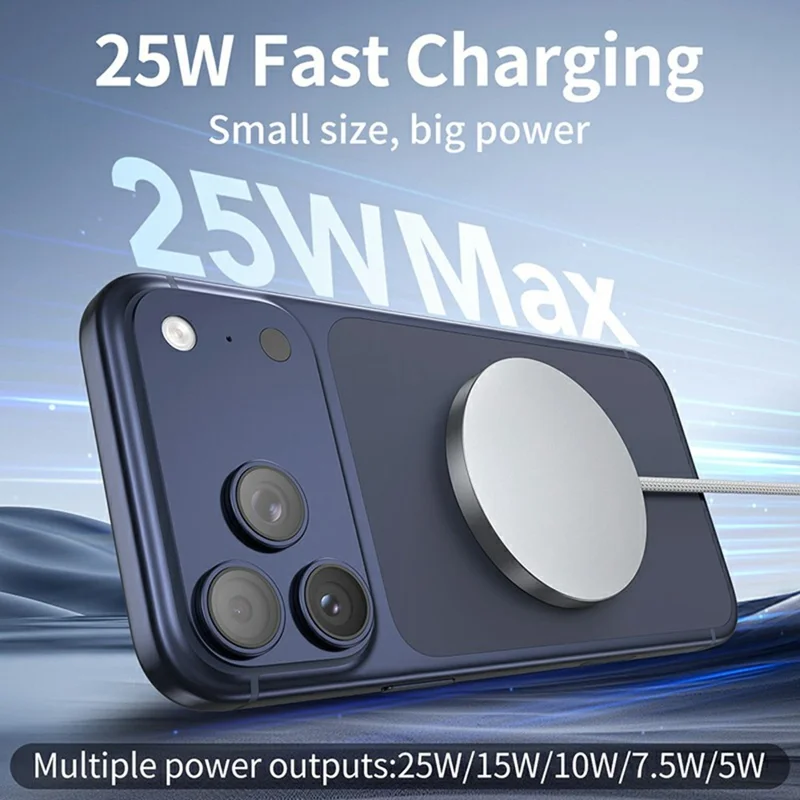 Q12 Tragbare 25-Watt-Schnelladestation, kompatibel mit MagSafe, Typ-C, Qi2, magnetisches kabelloses Ladegerät – Schwarz