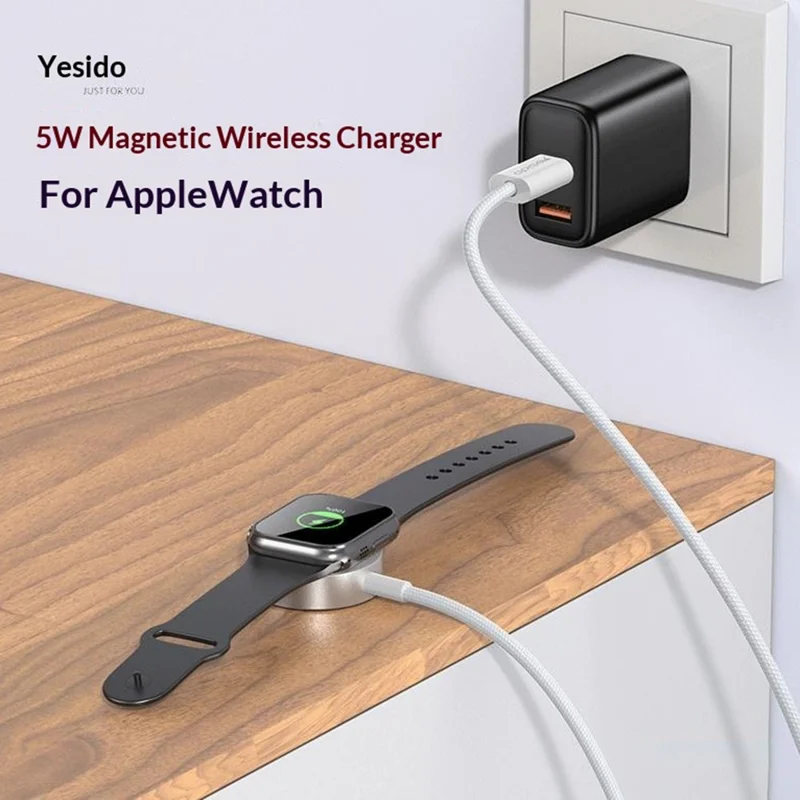 YESIDO DS36 1m For Apple Watch 5W Fast Charging Type-C Cable Magnetic Wireless Charger - White