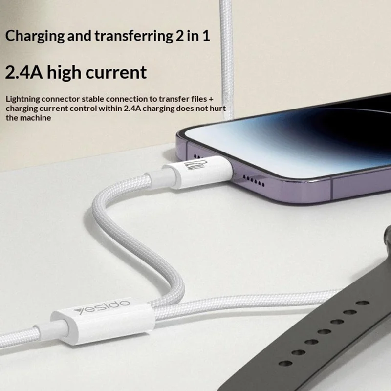 YESIDO DS35 2 in 1 USB-A to iP  /  Wireless Charging Dock for Apple Watch 2.5W Fast Charging Cable - White