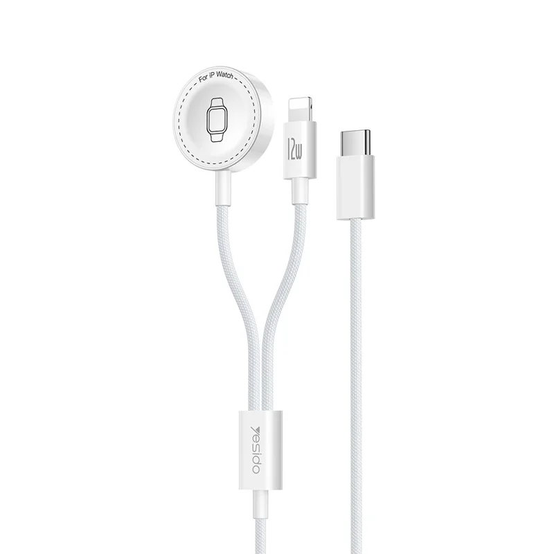 YESIDO DS34 2 in 1 Type-C to iP  /  Wireless Charging Dock for Apple Watch 2.5W Fast Charging Cable - White