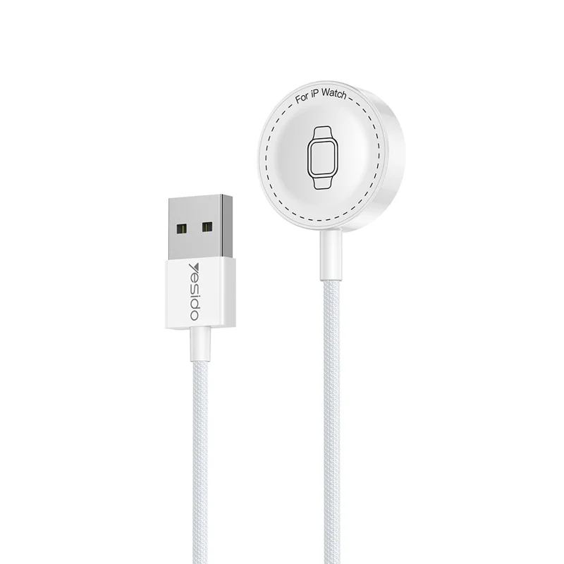 YESIDO DS33 1m 2.5W Fast Charging USB-A Cable for Apple Watch Magnetic Wireless Charger - White