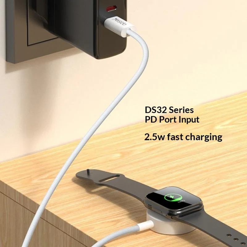YESIDO DS33 1m 2.5W Fast Charging USB-A Cable for Apple Watch Magnetic Wireless Charger - White