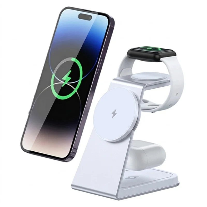 T3 Qi2 15W Magnetic Wireless Charger for iPhone Apple Watch AirPods Desktop Stand - White