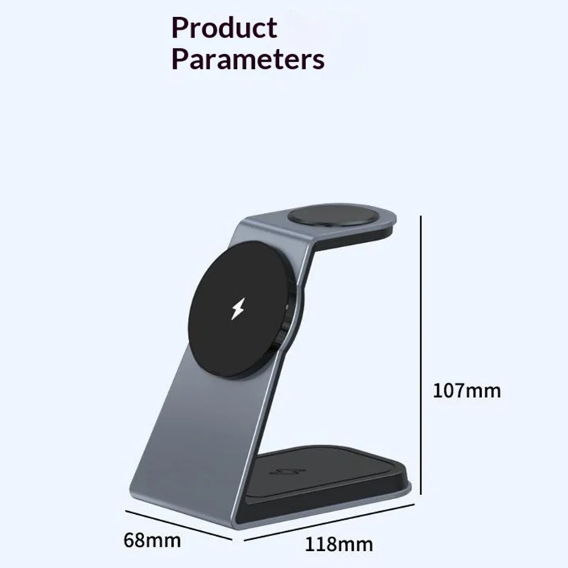 T3 Qi2 15W Magnetic Wireless Charger for iPhone Apple Watch AirPods Desktop Stand - White