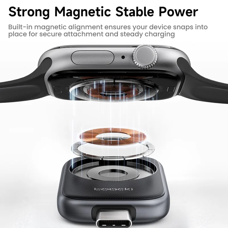 TOOCKI TW13 2.5W Type-C Magnetic Wireless Charger for Apple Watch Charging Dock - Male