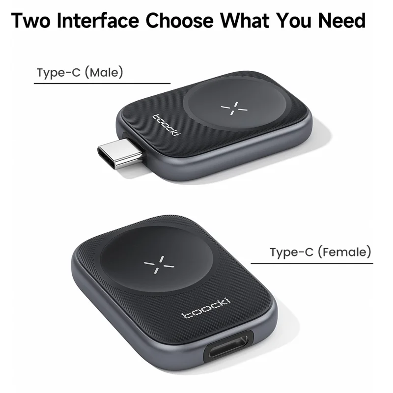 TOOCKI TW13 2.5W Type-C Magnetic Wireless Charger for Apple Watch Charging Dock - Male