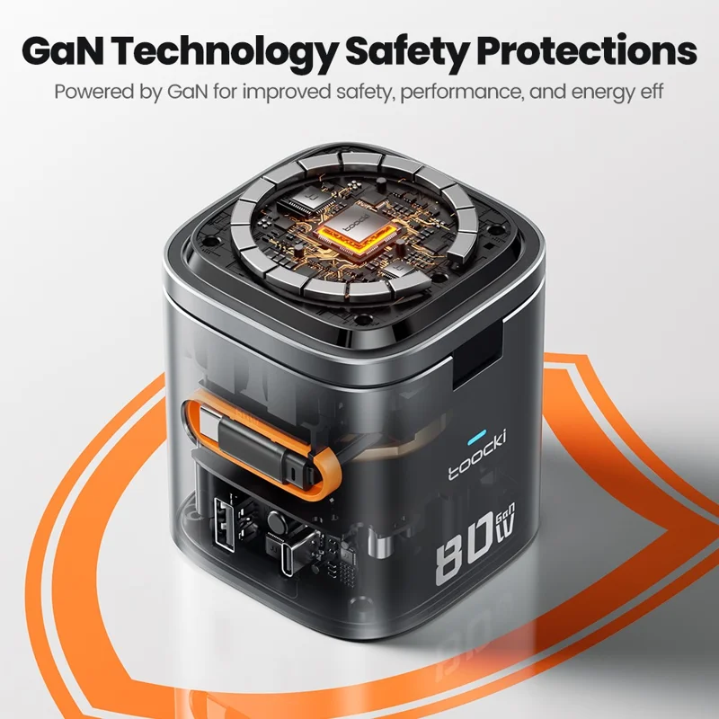 TOOCKI MX-CD15S 80W GaN 6-in-1 Wireless Charging Station Retractable Cable Charging Dock for iPhone MacBook - EU Plug