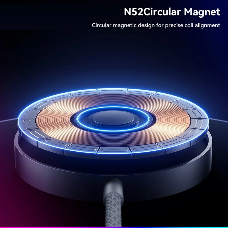 ESSAGER 15W Magnetic Wireless Charger with Dynamic RGB Light Portable Charging Pad - Silver