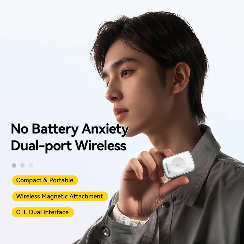ESSAGER 5W Wireless Charger for Apple Watch Zinc Alloy Type-C + iP Dual Interface Portable Magnetic Charger - Silver