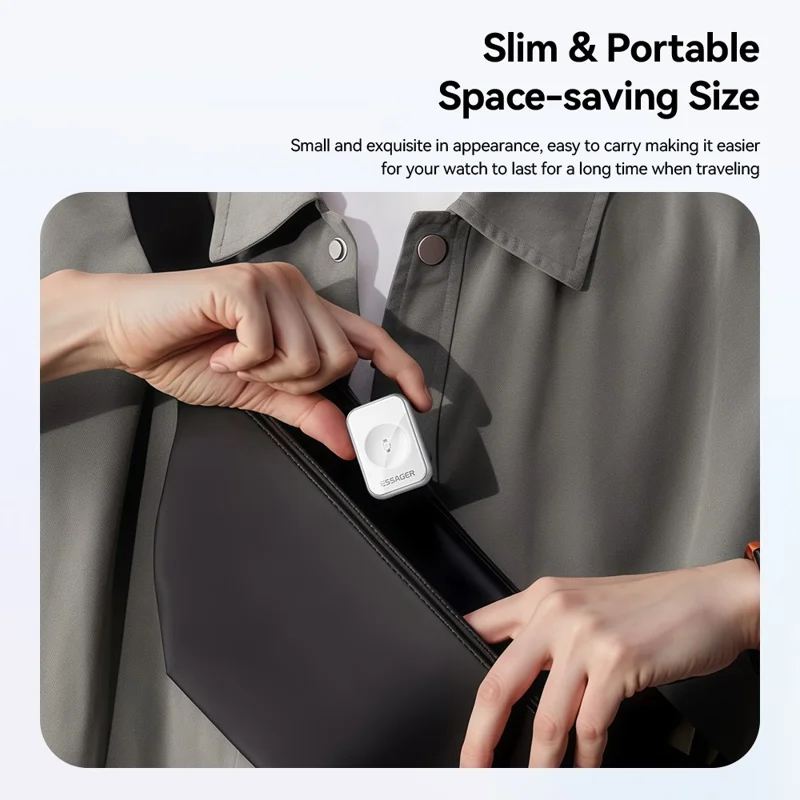 ESSAGER 5W Wireless Charger for Apple Watch Zinc Alloy Type-C + iP Dual Interface Portable Magnetic Charger - Silver
