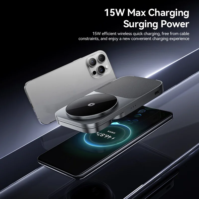 ESSAGER 3 in 1 Foldable Wireless Charger for Phone / Watch / Earbuds 15W Fast Charging Stand - Grey