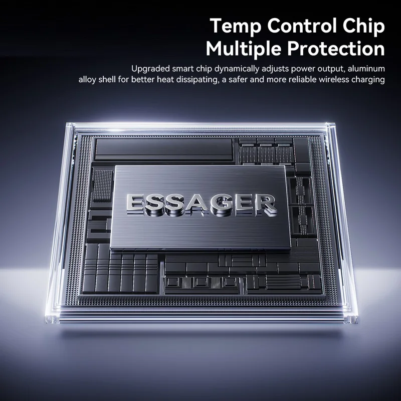 ESSAGER 3 in 1 Foldable Wireless Charger for Phone / Watch / Earbuds 15W Fast Charging Stand - Grey