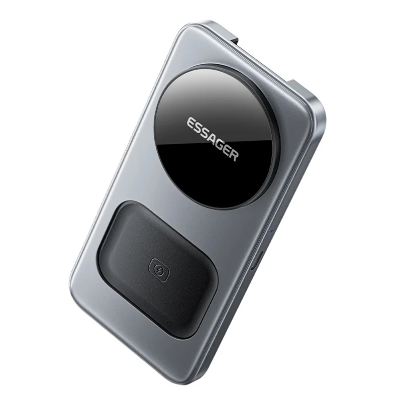 ESSAGER 3 i 1 skrivebordswireless oplader 15 W hurtig opladning magnetisk foldbar til telefon, ur og ørepuder - Grå