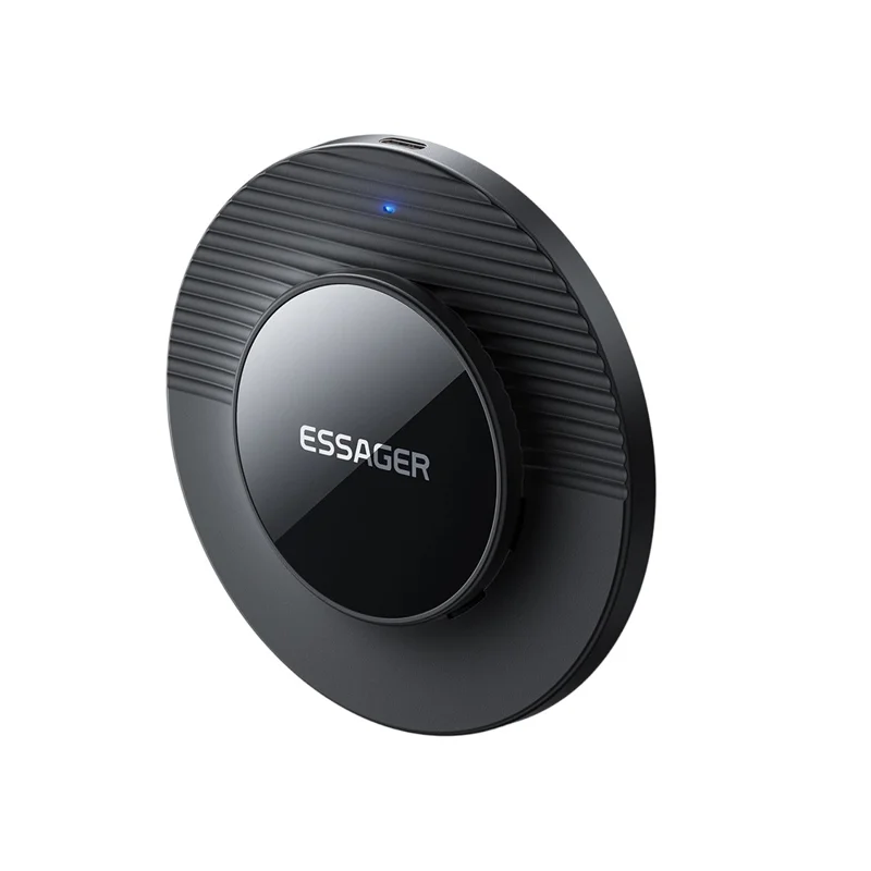 ESSAGER Desktop Wireless Charger Portable 15W Fast Charging Pad with 1m Type-C Cable - Black
