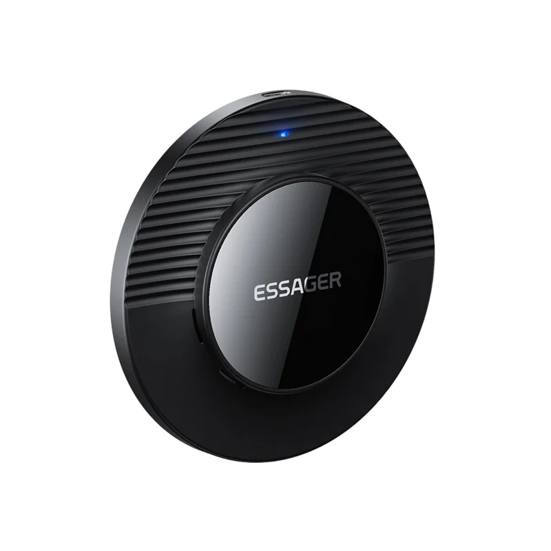 ESSAGER Desktop Wireless Charger Portable 15W Fast Charging Pad with 1m Type-C Cable - Black
