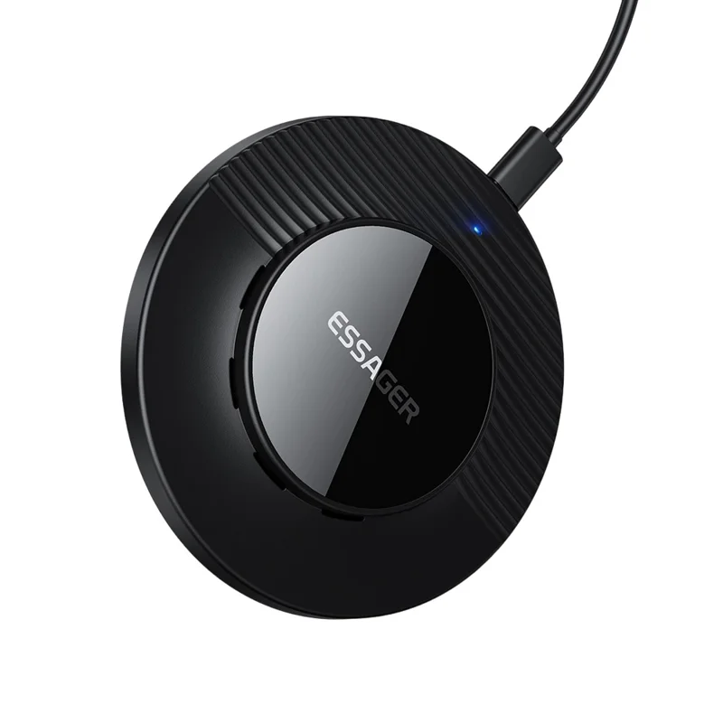 ESSAGER Desktop Wireless Charger Portable 15W Fast Charging Pad with 1m Type-C Cable - Black