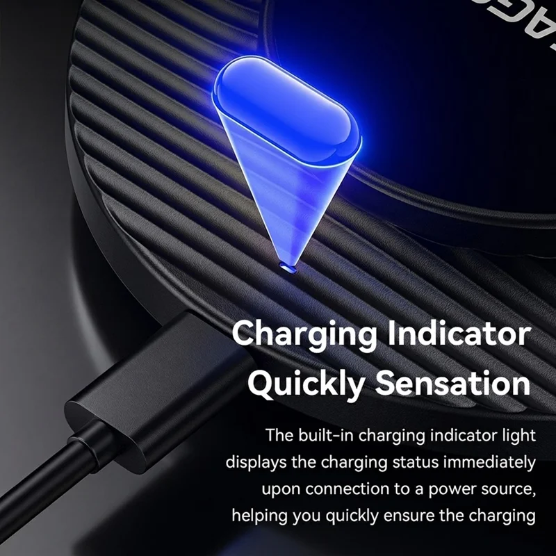 ESSAGER Desktop Wireless Charger Portable 15W Fast Charging Pad with 1m Type-C Cable - Black