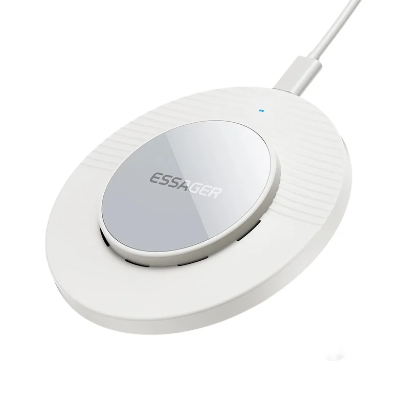 Портативное беспроводное настольное зарядное устройство ESSAGER, быстрая зарядка 15 Вт, комплект с кабелем Type-C 1 м — белый цвет