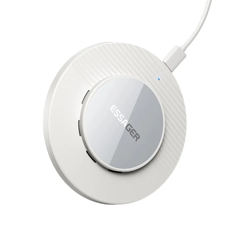 Портативное беспроводное настольное зарядное устройство ESSAGER, быстрая зарядка 15 Вт, комплект с кабелем Type-C 1 м — белый цвет