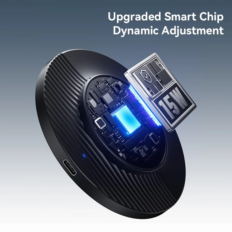 Портативное беспроводное настольное зарядное устройство ESSAGER, быстрая зарядка 15 Вт, комплект с кабелем Type-C 1 м — белый цвет