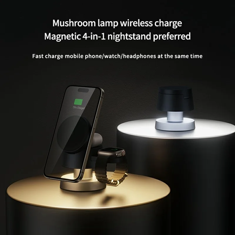 X6 4-in-1 Magnetic Wireless Charger Stand with Night Light Charging Dock for iPhone Apple Watch AirPods
