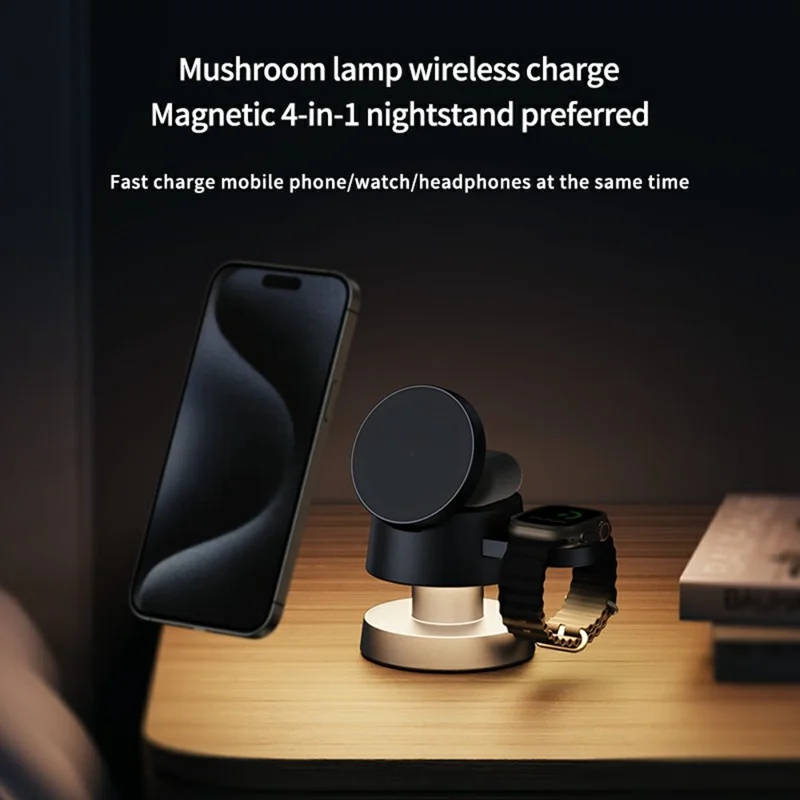 X6 4-in-1 Magnetic Wireless Charger Stand with Night Light Charging Dock for iPhone Apple Watch AirPods