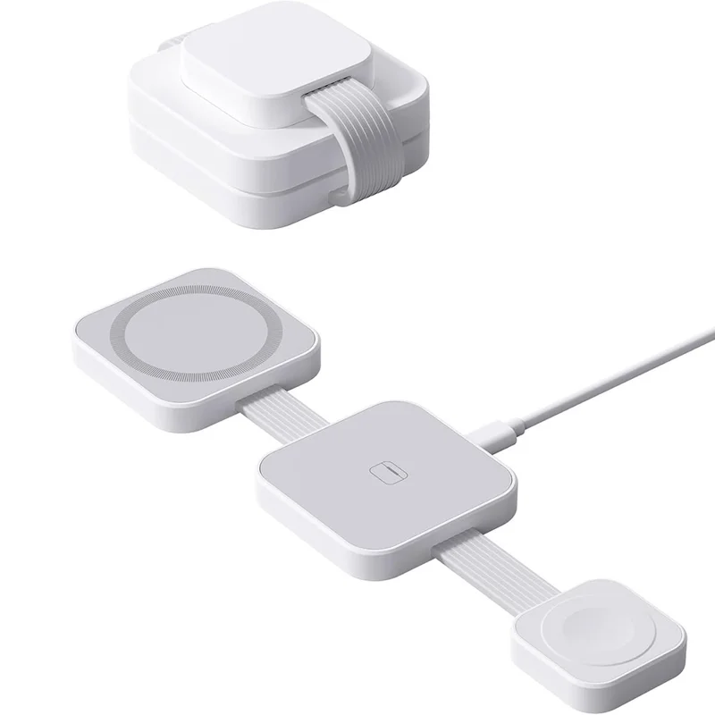 Y222 3-in-1 Wireless Charger Foldable Magnetic Stand for iPhone Apple Watch AirPods - White