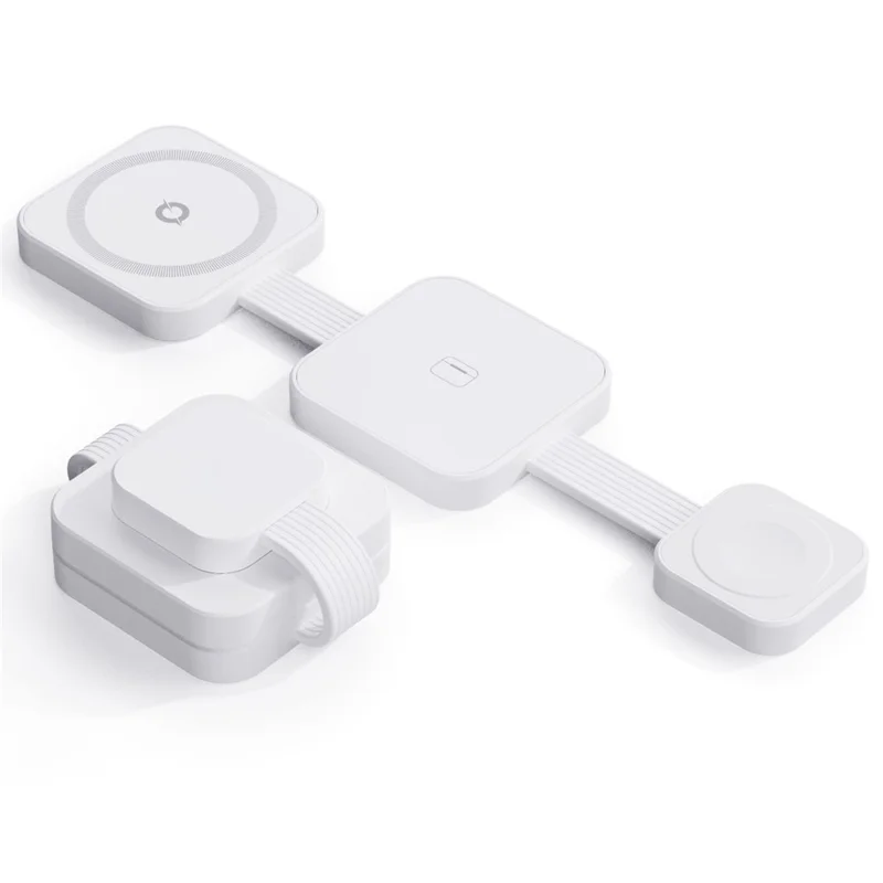 Y222 3-in-1 Wireless Charger Foldable Magnetic Stand for iPhone Apple Watch AirPods - White