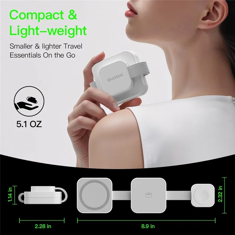 Y222 3-in-1 Wireless Charger Foldable Magnetic Stand for iPhone Apple Watch AirPods - White